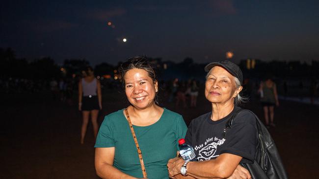 Lourdes Sison and Lorie Wagner celebrates Territory Day at Mindil Beach, Darwin. Picture: Pema Tamang Pakhrin