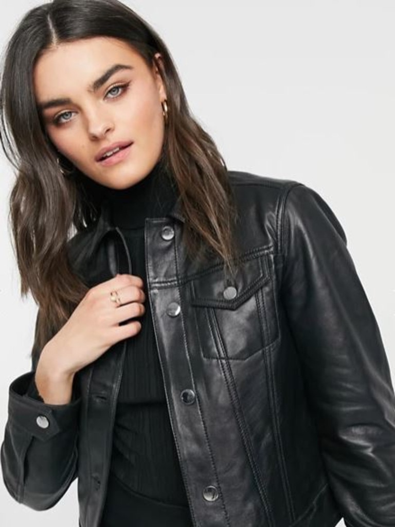 Lab Leather trucker jacket in black leather