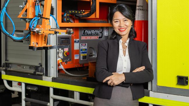 Lea Ea is today general manager of Arrowes Roading Safety which builds equipment that automatically lays road cones.