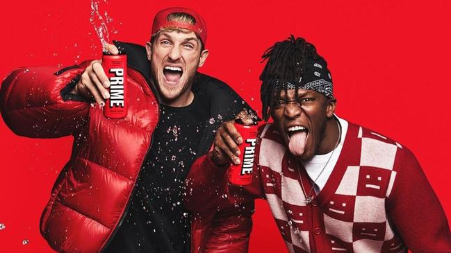 Logan Paul, left, and KSI promoting their PRIME caffeinated energy drinks. Picture: Instagram