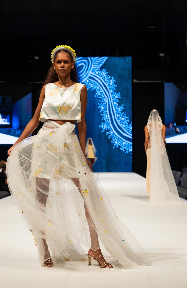 2024 Country to Couture at the Darwin Convention Centre showcases hand-designed First Nations fashion. Picture: Pema Tamang Pakhrin