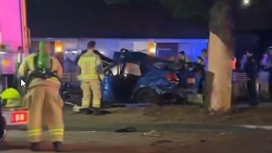 A blue Subaru was allegedly travelling at high speeds when it crashed into a pole in Monterey on August 25, 2023.