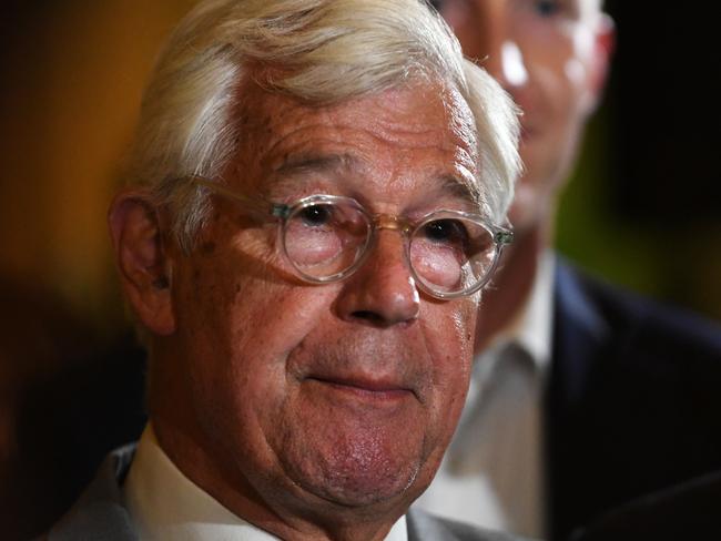 Greens candidate for Kooyong Julian Burnside addresses the media at a press conference during the Greens reception in Melbourne, Saturday, 18 May, 2019. Approximately 16.5 million Australians will today vote in what is tipped to be a tight election contest between Australian Prime Minister Scott Morrison and Australian Opposition leader Bill Shorten. (AAP Image/James Ross) NO ARCHIVING