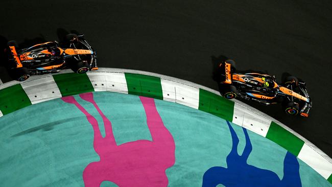 Lando Norris leads Oscar Piastri during the F1 Grand Prix of Saudi Arabia. Picture: Getty Images