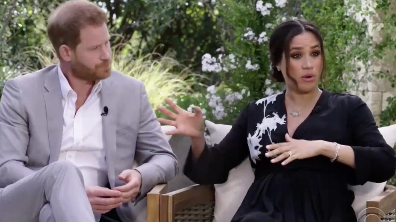 The royal biographer said she though Harry might have felt some remorse after Meghan and he did the interview with Oprah Winfrey. Picture: CBS