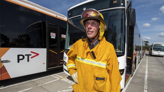 Bus driver Richard Van Iersel is a volunteer firefighter outside of his day job and was on the frontline of this summer’s bushfires. Picture: Andy Brownbill.