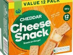 Woolworths, 12 pack Cheddar Cheese Snack on the go