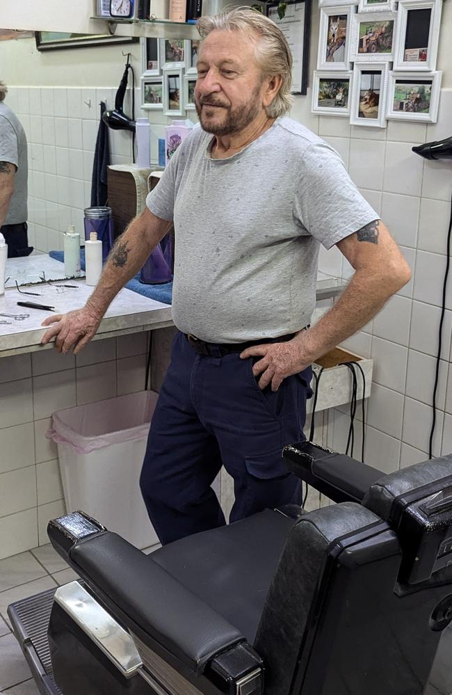 Nightcliff barber Tony Mirco says he witnessed the alleged stabbing near Nightcliff Village on the afternoon of September 11, 2024, and helped the bleeding person inside. Picture: Alex Treacy