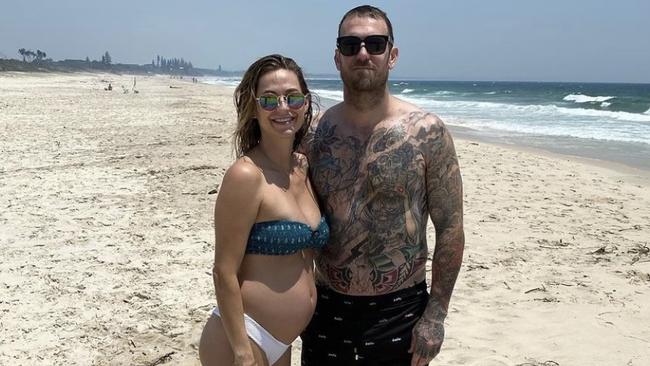 Dane Swan and pregnant partner Taylor Wilson. Pic: Instagram