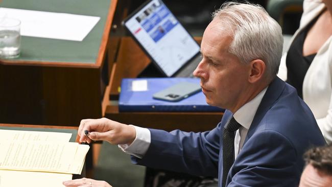 CANBERRA, AUSTRALIA, NewsWire Photos. FEBRUARY 29, 2024: Andrew Giles, Minister for Immigration, Citizenship, Migrant Services and Multicultural Affairs during Question Time at Parliament House in Canberra. Picture: NCA NewsWire / Martin Ollman