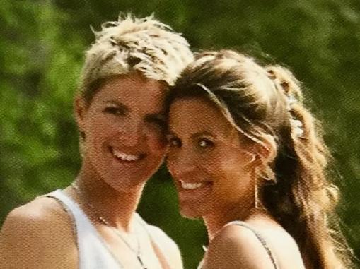 Natalie Cook and partner Sarah Maxwell on their Wedding day.