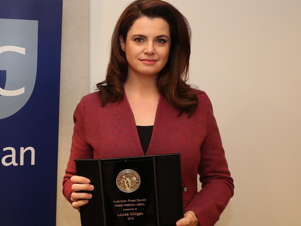 ABC journalist Louise Milligan, who received a Press Freedom Medal at the Press Freedom Awards in 2019, said she was unfairly treated at Sydney Airport. Picture: Brett Costello