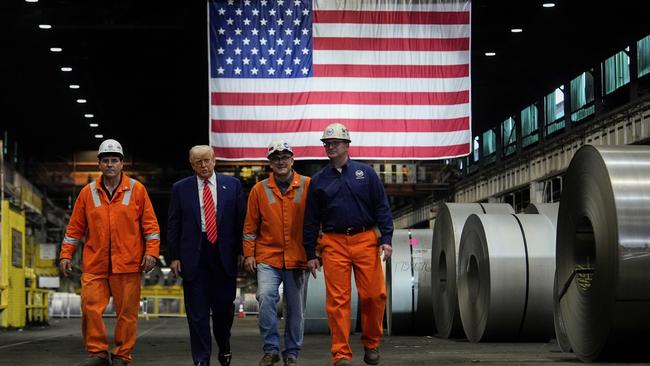US President Donald Trump announced 50 per cent steel tariffs as he approved an investment in US Steel by Nippon Steel. Picture: AP Photo