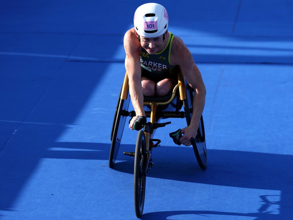 Lauren Parker allows herself a smile. Picture: Tasos Katopodis/Getty Images