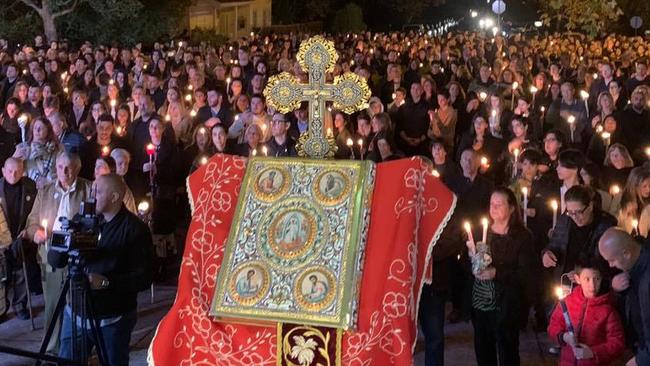 More than 1000 people attended a mass at Thornbury's Greek Orthodox Church of St. George on May 1, 2021. Picture: Greek Orthodox Church of St. George Facebook page.