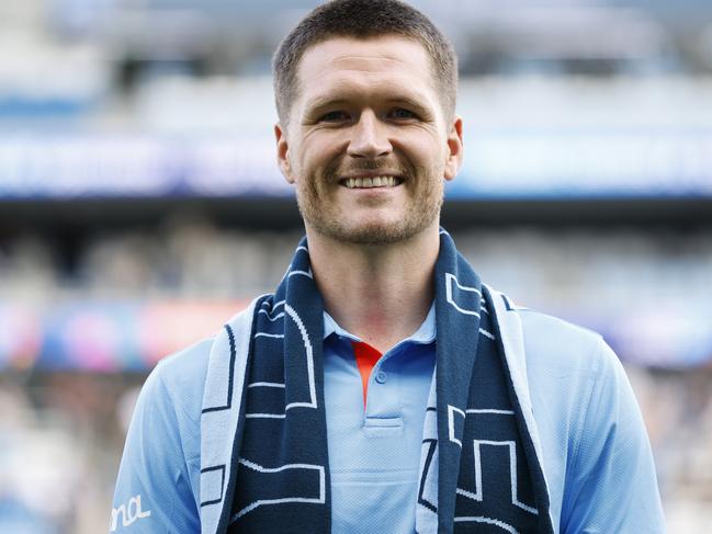 SYDNEY, AUSTRALIA - FEBRUARY 01: Alex Grant is announced  a new signing for Sydney FC during the round 17 A-League Men match between Sydney FC and Adelaide United at Allianz Stadium, on February 01, 2025, in Sydney, Australia. (Photo by Darrian Traynor/Getty Images)