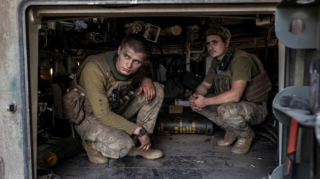 Ukrainian soldiers inside a howitzer. Picture: Anadolu Agency/Getty Images/The Times