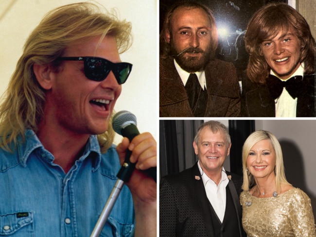 Clockwise from left: John Farnham; with producer Darryl Sambell; with Olivia Newton-John in 2015.