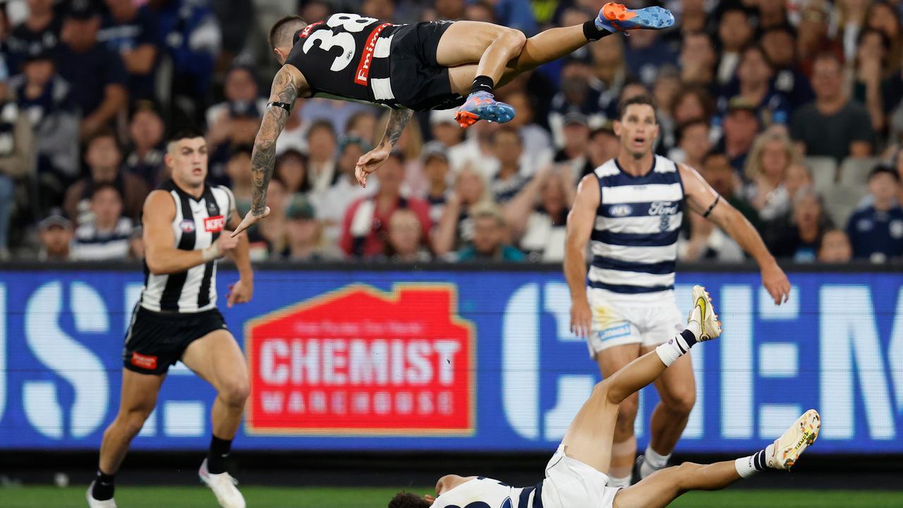 Howe in flight before the devastating injury (Photo by Michael Willson/AFL Photos via Getty Images)