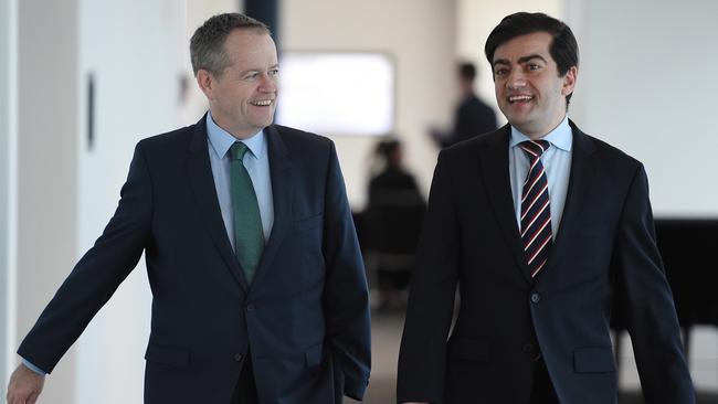 Federal Leader of the Opposition Bill Shorten and Labor Senator Sam Dastyari in  2015.