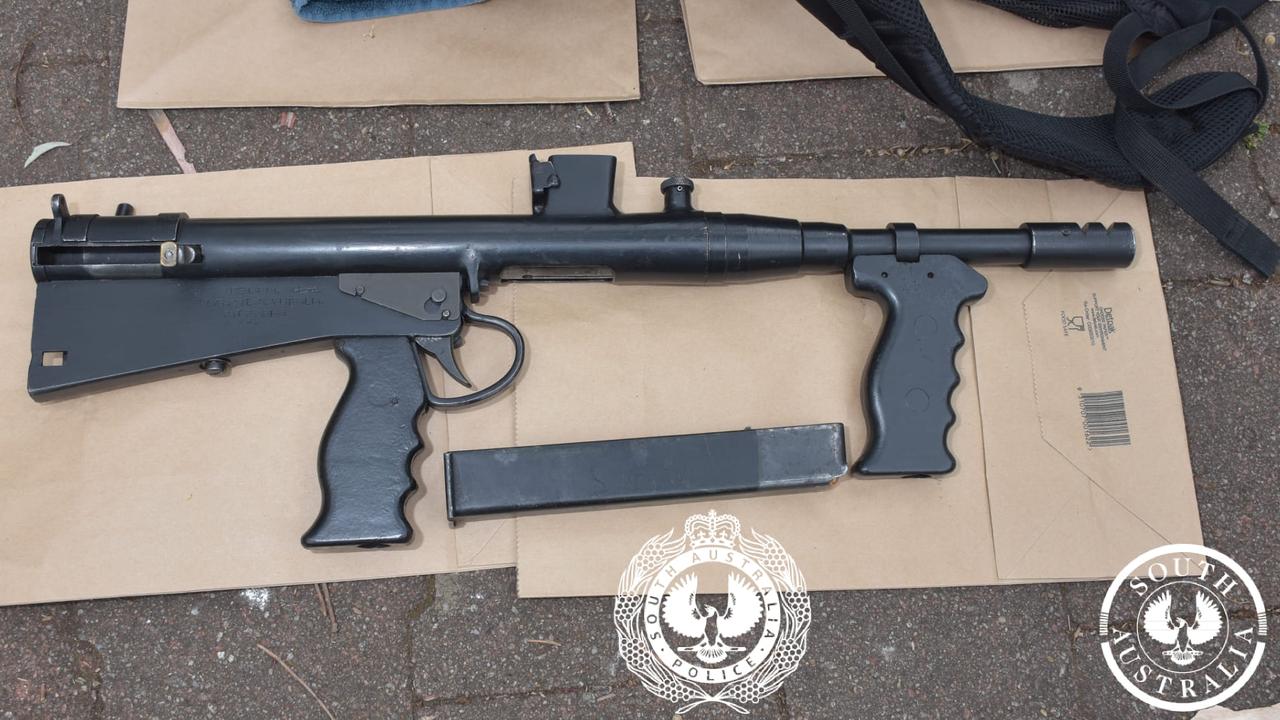 The Owen machine gun discovered in a Rostrevor park last November. Police recently conducted ballistics tests using this firearm – see the video at the top of this story. Picture: SA Police