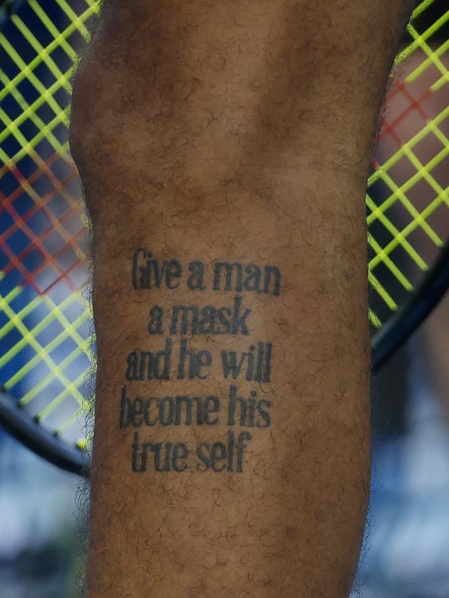 Kyrgios’ leg tattoo. Picture: Michael Klein