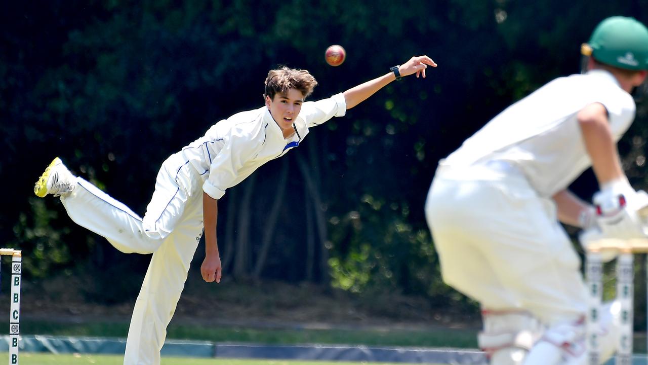 Churchie bowler Charlie Moore . Picture, John Gass