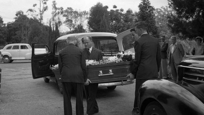 A photo taken outside the funeral of Betty Shanks. Picture: Bob Millar Snr for The Courier-Mail. 