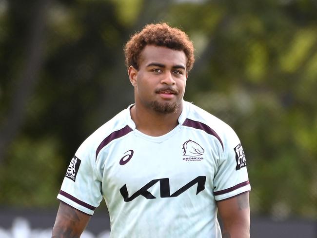 Ezra Mam Brisbane Broncos training. Tuesday May 6, 2025. Picture, John Gass