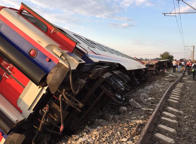 Ten people were killed and 73 injured on July 8 when a train packed with weekend passengers derailed in northwest Turkey. Picture: AFP Photo