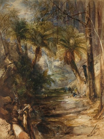 <p><span>Fern tree valley, Van Diemenâs Land</span> <span></span> <span>(c.1847) by John Skinner Prout.</span></p> <span></span> <a href="http://theaustralian.com.au/news/arts/great-explorers/story-e6frg8n6-1226120570349">Great Explorers</a>