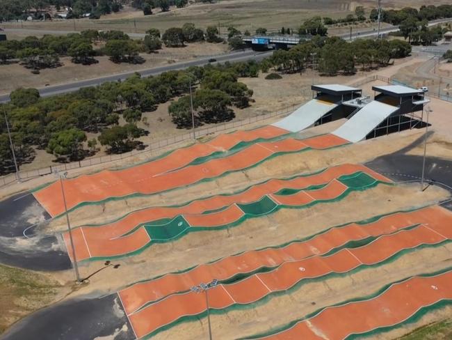 Less than two weeks after hosting its first major event, a $6 million O’Hallloran Hill BMX Sam Willoughby facility hailed as ‘world-class’ has been abandoned by riders, looking worse for wear. Picture: 7 NEWS