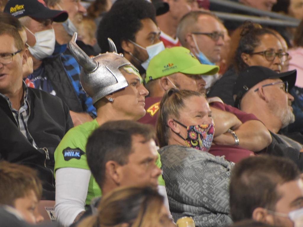 Fans at the Canberra Raiders v Sydney Roosters round 25 match at BB Print Stadium, September 2, 2021. Picture: Matthew Forrest