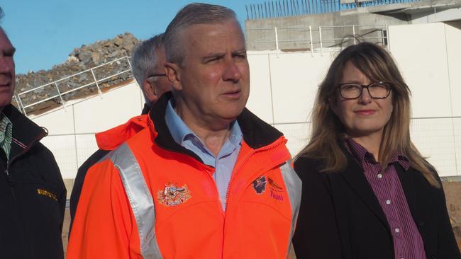 Nationals leader Michael McCormack announcing funding for Illawarra Road, near Perth, alongside the party’s Lyons candidate Deanna Hutchinson. Picture: CHRISTOPHER TESTA