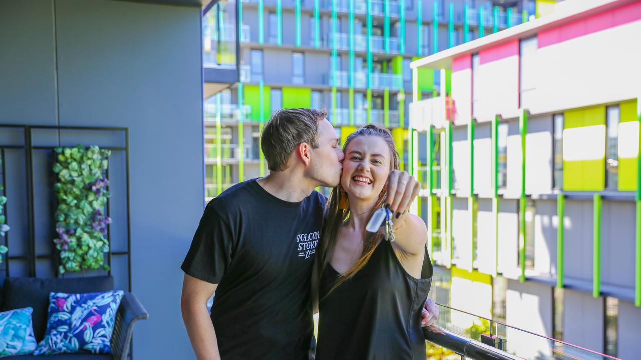 Morgan Kallman, 23, and Harley Faulkner, 25, are moving into the Smith Collective, Gold Coast. Picture: supplied