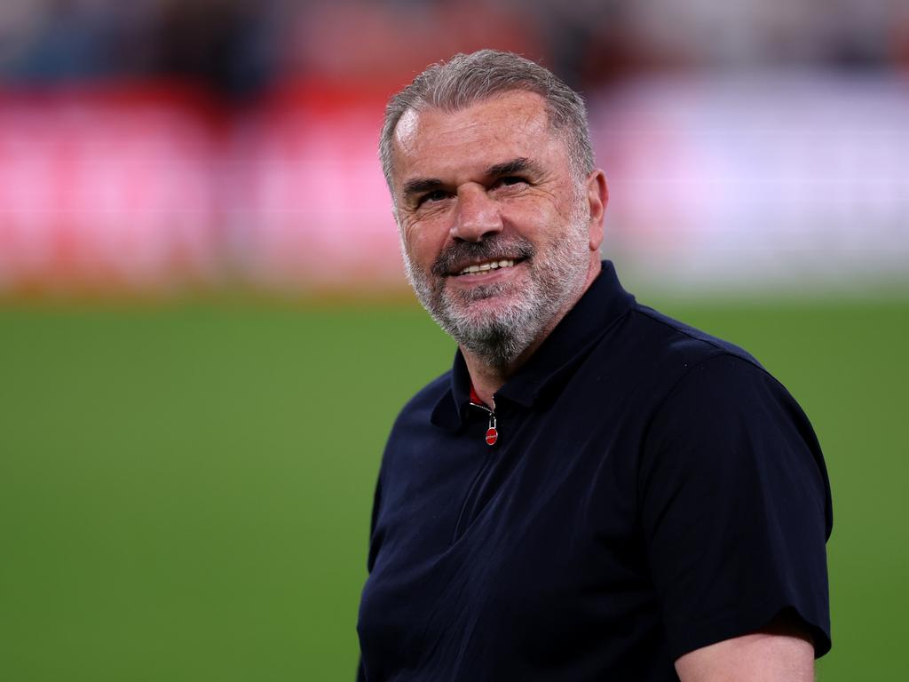 Ange Postecoglou smiles towards Tottenham’s fans after delivering their drought-breaking trophy. Picture: Getty