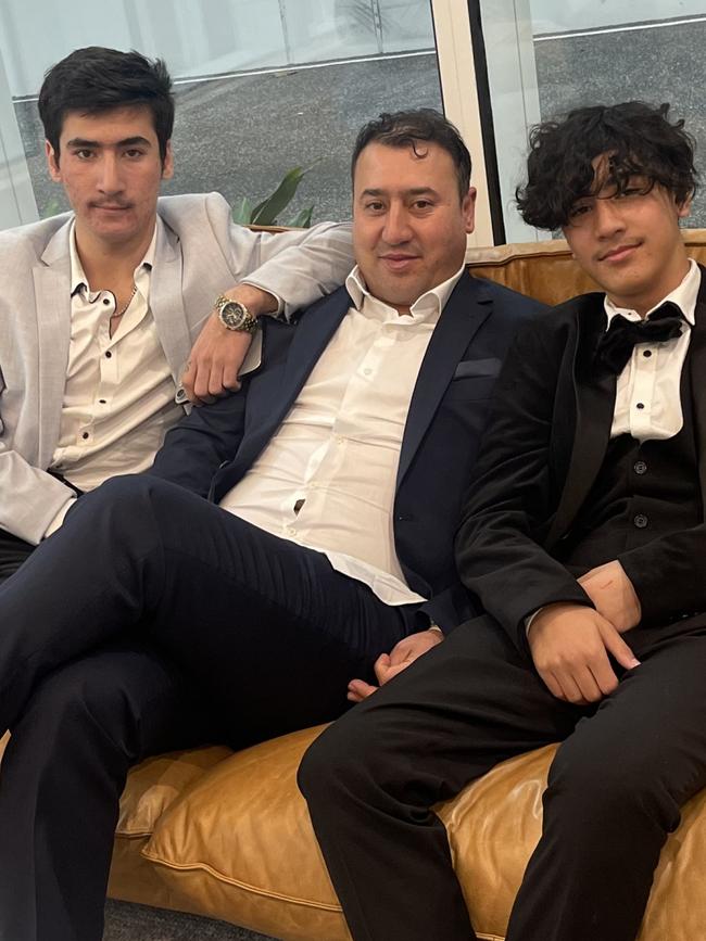 Missing Teenager Mehdi Habibi with his father Mir Habibi and Brother Sahil Habibi. Picture: Supplied by Family