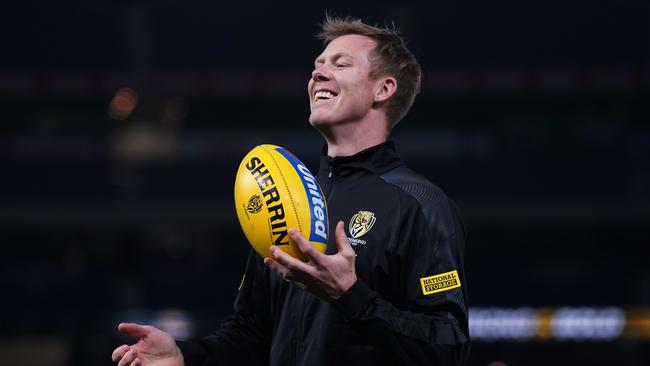 Jack Riewoldt of the Tigers reacts during the Round 3 AFL Match between the Richmond Tigers and the Hawthorn Hawks at the MCG in Melbourne, Thursday, June 18, 2020. (AAP Image/Michael Dodge) NO ARCHIVING, EDITORIAL USE ONLY