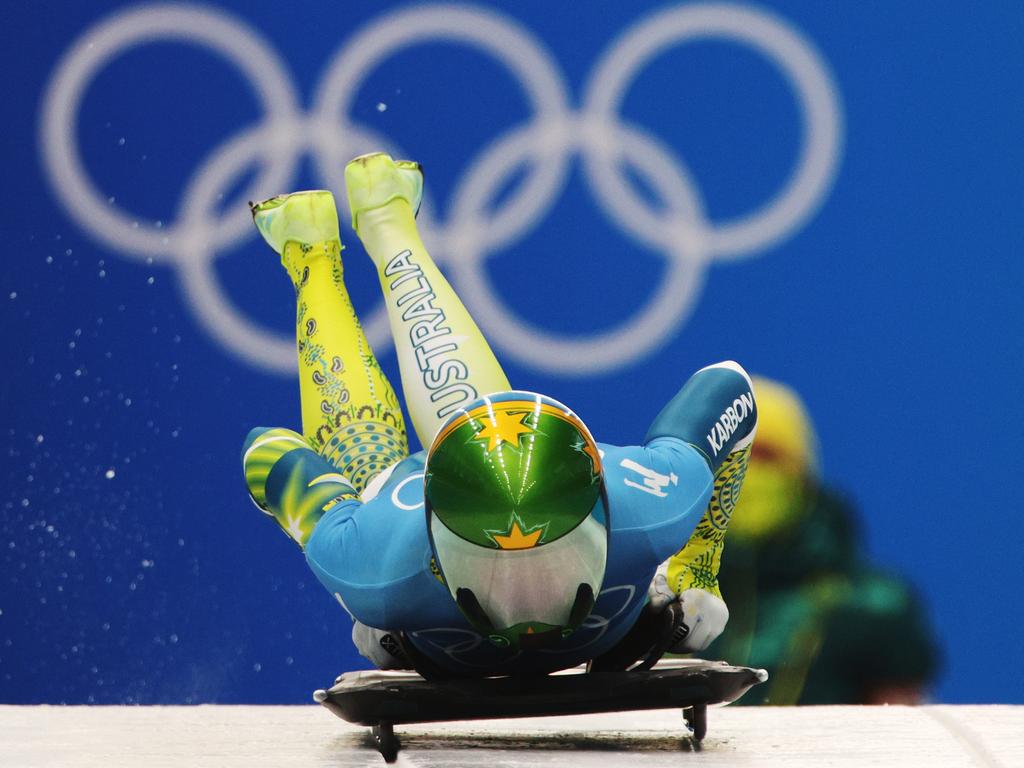 YANQING, CHINA - FEBRUARY 11: Jaclyn Narracott of Team Australia slides during the Women's Skeleton heats on day seven of Beijing 2022 Winter Olympic Games at National Sliding Centre on February 11, 2022 in Yanqing, China. (Photo by Adam Pretty/Getty Images)