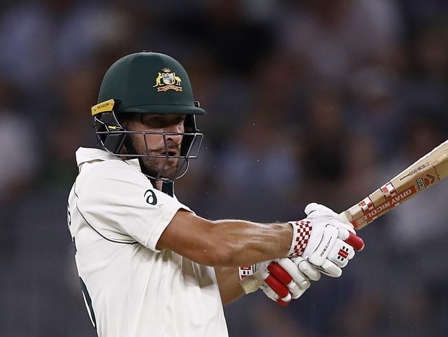 PERTH, AUSTRALIA - DECEMBER 14: Joe Burns of Australia bats during day three of the First Test match in the series between Australia and New Zealand at Optus Stadium on December 14, 2019 in Perth, Australia. (Photo by Ryan Pierse/Getty Images)