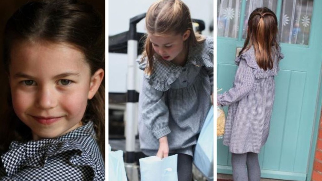 Princess Charlotte helped pack food packages for vulnerable pensioners in the local area along with her family on her fifth birthday. Pictures: HRH The Duchess of Cambridge/Kensington Palace via Getty Images