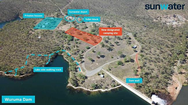 A map of the new designated camp site at Wuruma Dam, south of Monto, where camping will be relocated in March 2019. Picture: Stephanie Williams