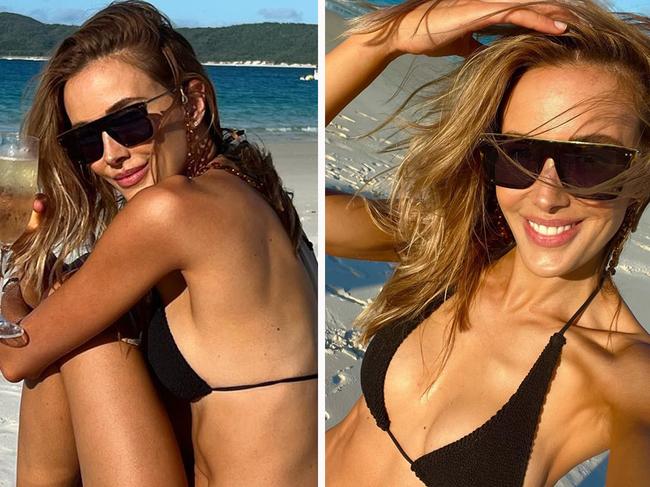 Bec Judd hits beach in micro bikini