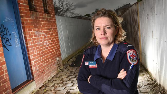 Paramedic Shelly Brown, 34, was bashed by a drunken women and welcomes the idea of a potential new trial for paramedics to wear body cameras. Picture: Nigel Hallett