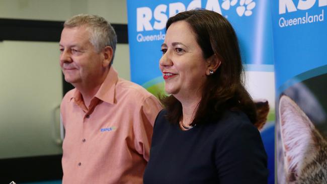 Premier Annastacia Palaszczuk and RSPCA CEO Mark Townend. Pic Peter Wallis