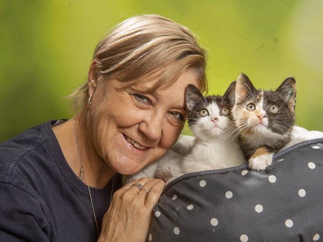 Shelter manager Lisa Agius with Terry and Trixie. Picture: Rob Leeson.