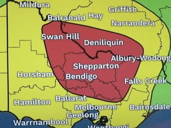 Severe thunderstorms are expected across Victoria and much of southeastern Australian on Sunday, 24 August 2024. Picture: Bureau of Meteorology