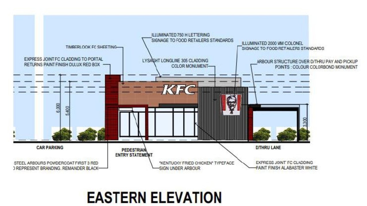 Proposed Goodna KFC eastern elevation