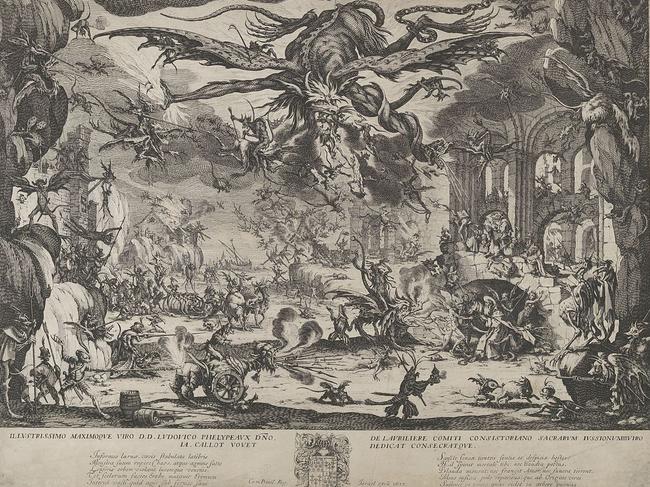 Jacques Callot (French, Nancy 1592Ã¢â‚¬â€œ1635 Nancy)The Temptation of St. Anthony, 1635French, Etching; third state of five (Lieure); Sheet: 14 3/16 x 18 1/2 in. (36.1 x 47 cm)The Metropolitan Museum of Art, New York, Bequest of Edwin De T. Bechtel, 1957 (57.650.600)http://www.metmuseum.org/Collections/search-the-collections/336568 The Sleep of Reason exhibition , , Art Gallery of South Australia to 16 August, ,