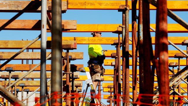 Workers on the Palmerston Regional Hospital construction site in 2016.